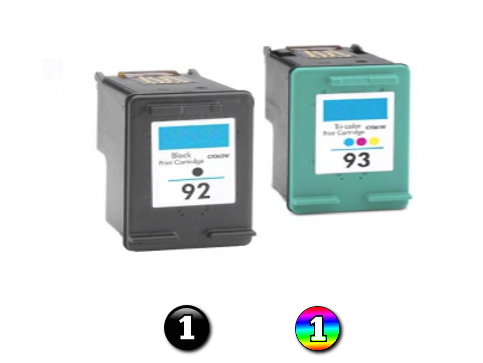 2 Pack Combo Remanufactured HP92/HP93 (1BK/1C) ink cartridges